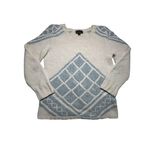 J. Crew Chunky Knit Size Medium Cashmere Wool Blend Geometric Sweater #MN3-5‎ - Picture 1 of 7